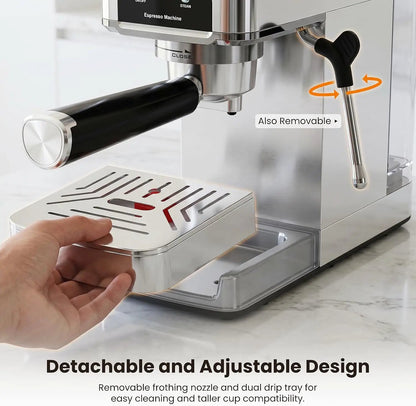 Kismile espresso maker with 20 bar pump and detachable frother on Tampa Home & Garden Store