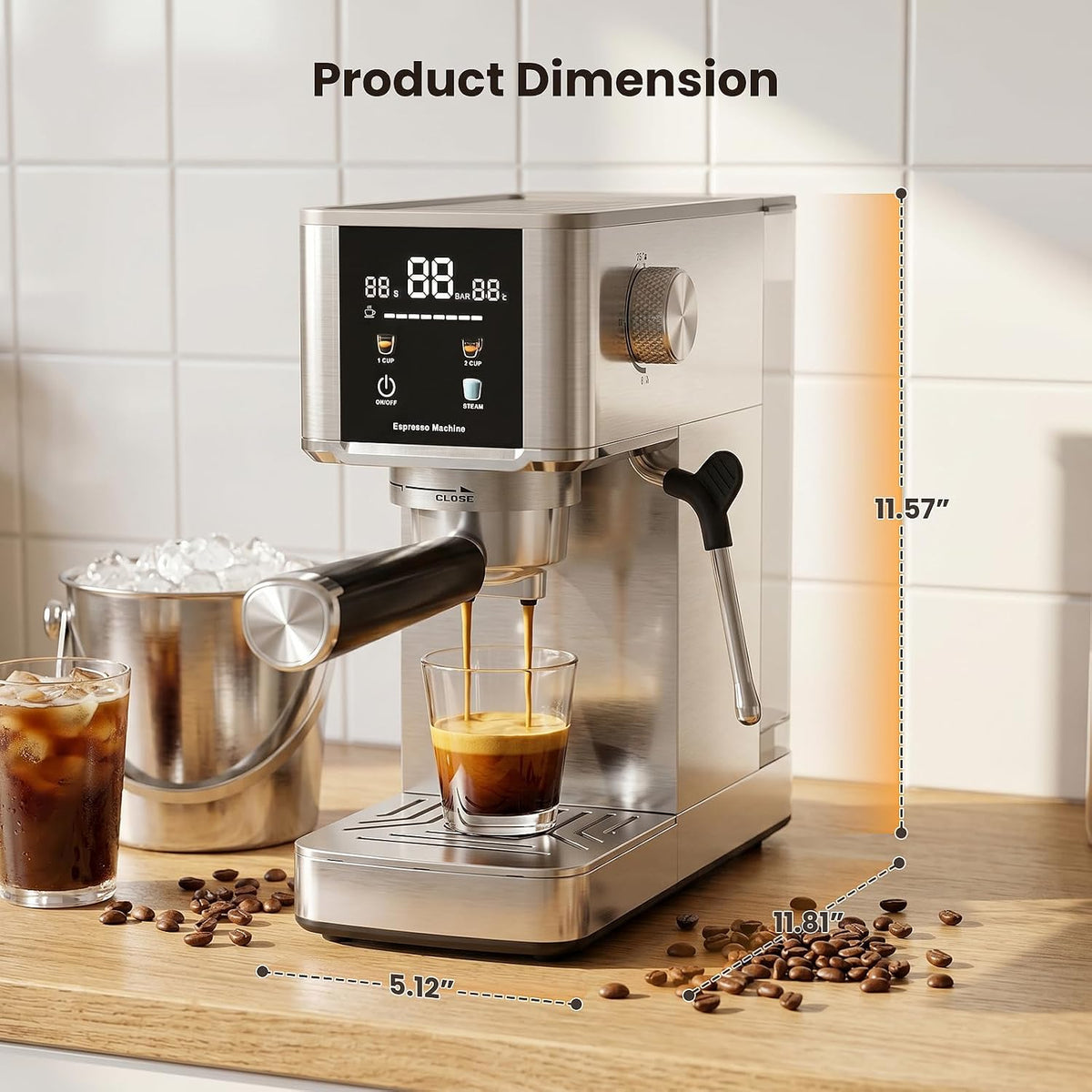 Cafetera expreso Kismile de 20 bares con vaporizador de leche CM8032
