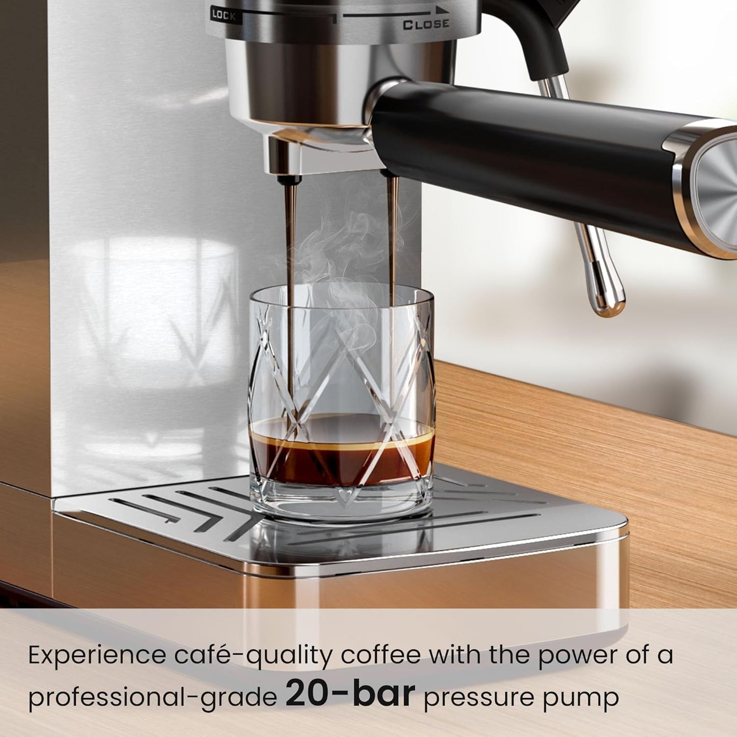 Kismile Espresso Coffee Maker Machine 20 Bar, with Milk Frother Steam Wand CM8032