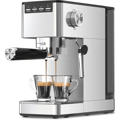Kismile espresso coffee maker with stainless steel body and 20-bar milk frother on Tampa Home & Garden Store