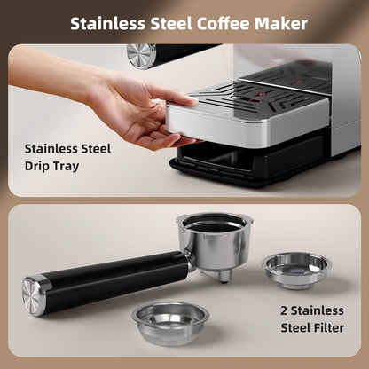 Cafetera expreso Kismile de 20 bares con vaporizador de leche CM8032