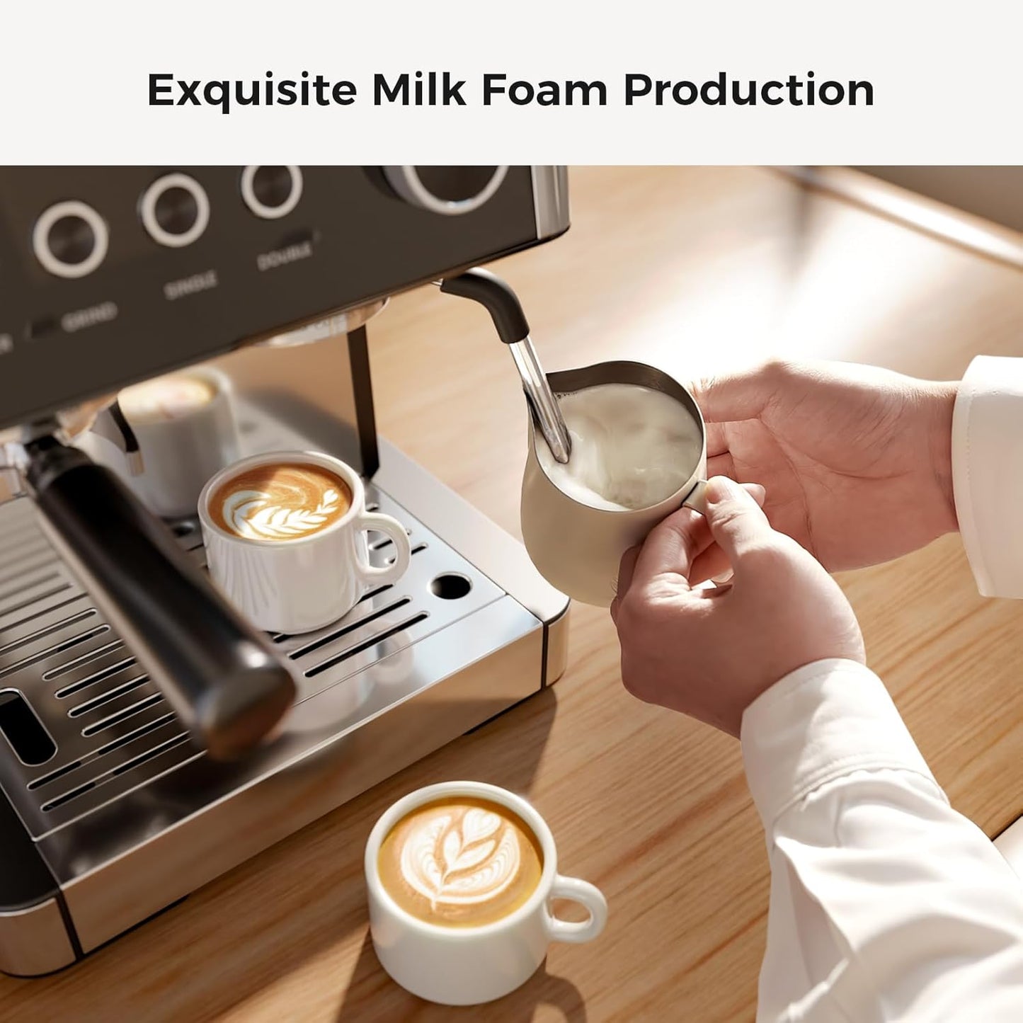 Cafetera expreso Kismile, cafetera semiautomática con molinillo de café y vaporizador de leche.