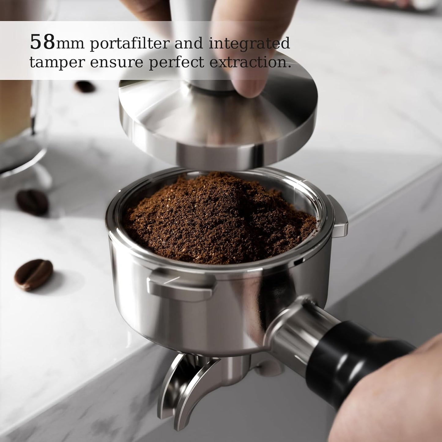 Cafetera expreso Kismile, cafetera semiautomática con molinillo de café y vaporizador de leche.
