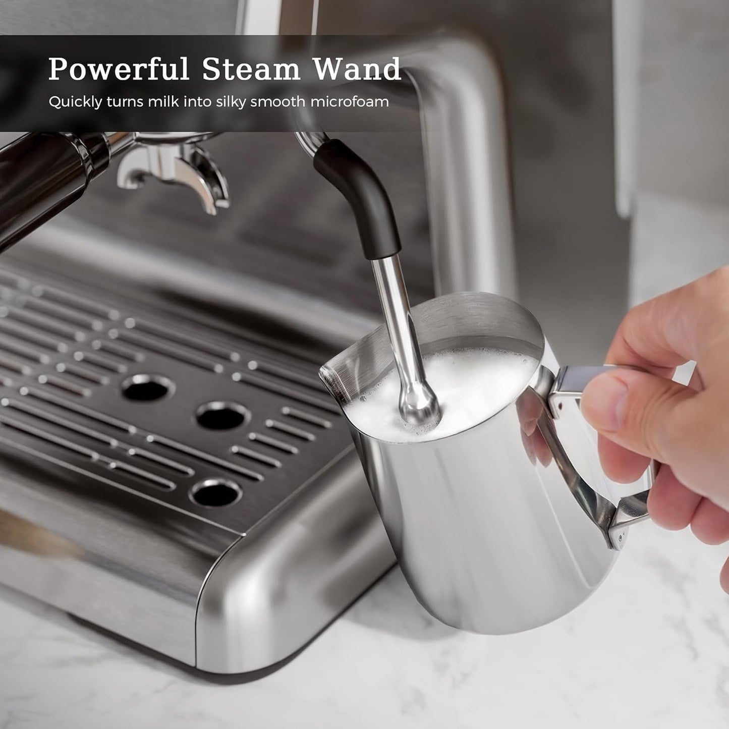 Cafetera expreso Kismile, cafetera semiautomática con molinillo de café y vaporizador de leche.