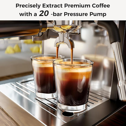 Cafetera expreso Kismile, cafetera semiautomática con molinillo de café y vaporizador de leche.
