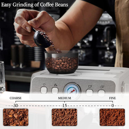 Cafetera expreso Kismile, cafetera semiautomática con molinillo de café y vaporizador de leche.