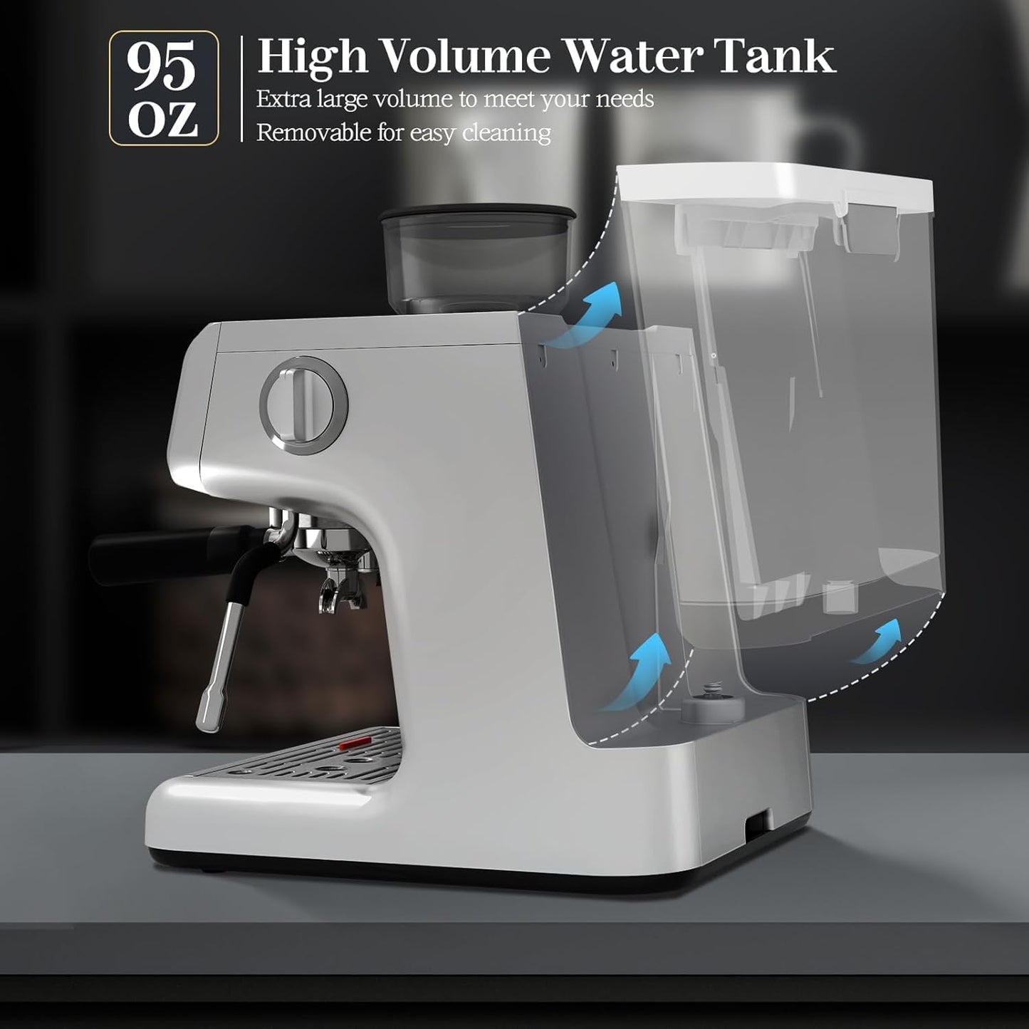 Cafetera expreso Kismile, cafetera semiautomática con molinillo de café y vaporizador de leche.