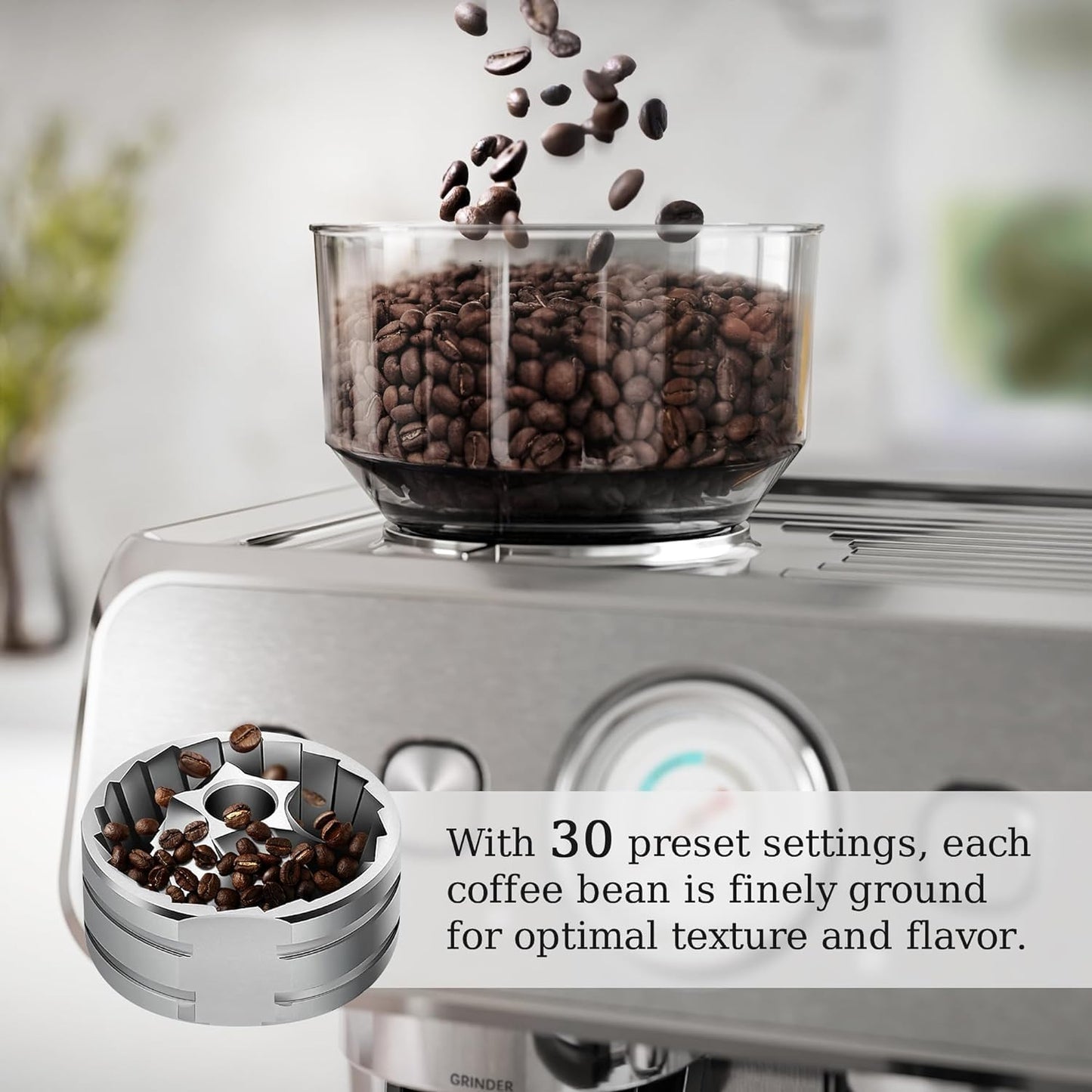 Cafetera expreso Kismile, cafetera semiautomática con molinillo de café y vaporizador de leche.