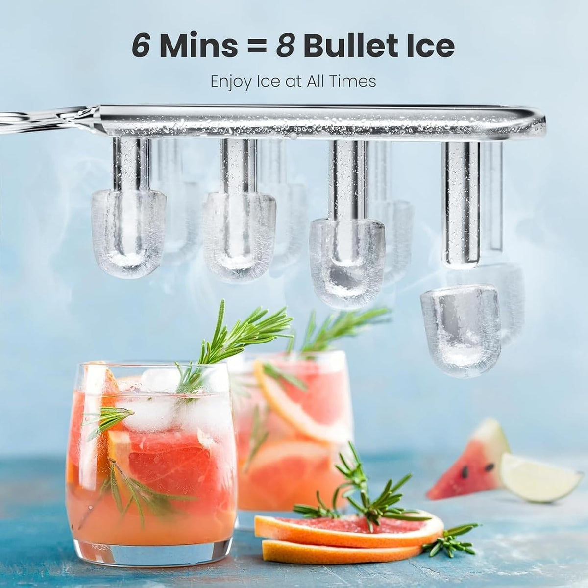 Kismile countertop ice maker stainless steel finish, bullet ice cubes, 26 Lbs per day on Tampa Home & Garden Store