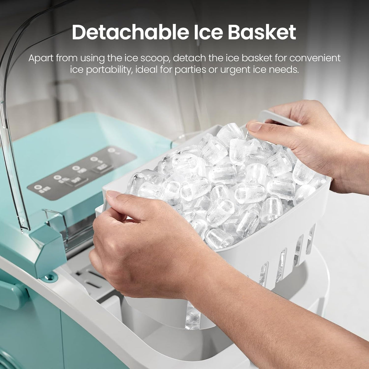 Kismile countertop ice maker teal with detachable ice basket and 26 Lbs/day capacity on Tampa Home & Garden Store