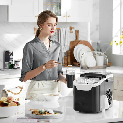 Kismile countertop ice maker with clear lid and black body on a bright kitchen counter on Tampa Home & Garden Store