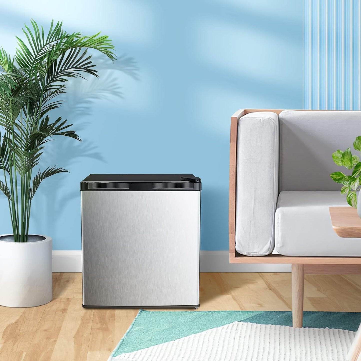 Minicongelador Kismile, congelador vertical de 1.1 pies cúbicos con puerta reversible simple 