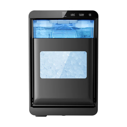 Kismile Nugget Ice Maker countertop 58020RIM0 with blue ice in clear receptacle, black body on Tampa Home & Garden Store