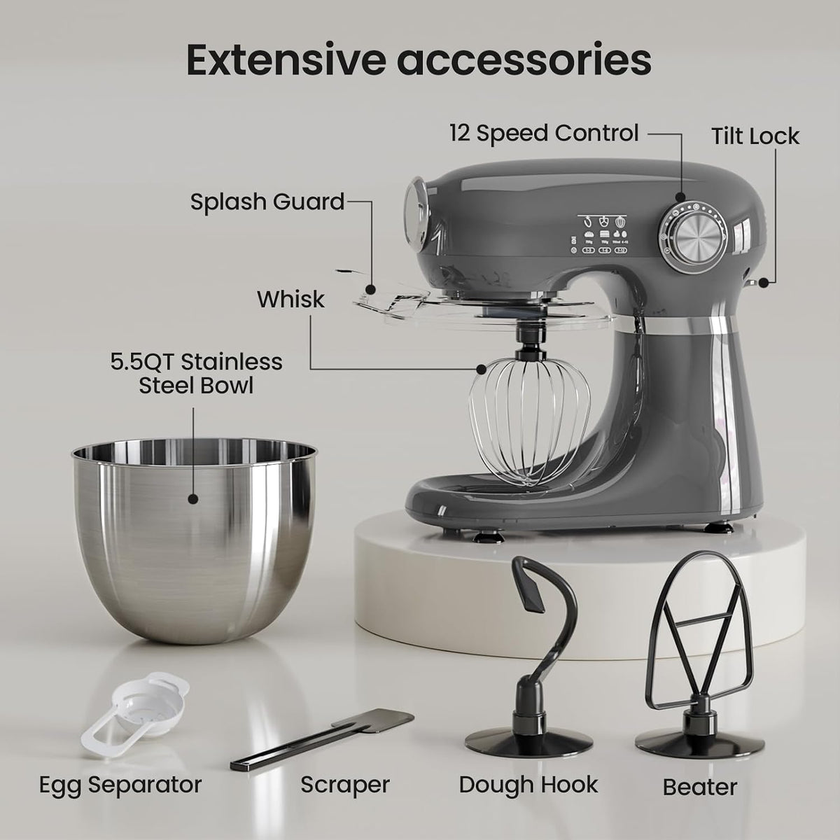 Modern Stand Mixer 5.5-Quart, 12-Speed CF3715