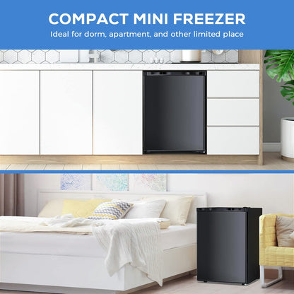 Congelador vertical Kismile, minicongelador de 3.0 pies cúbicos con puerta reversible simple 