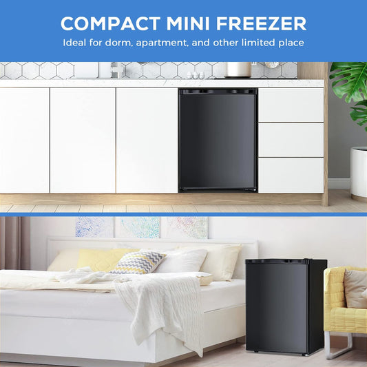 Congelador vertical Kismile, minicongelador de 3.0 pies cúbicos con puerta reversible simple 