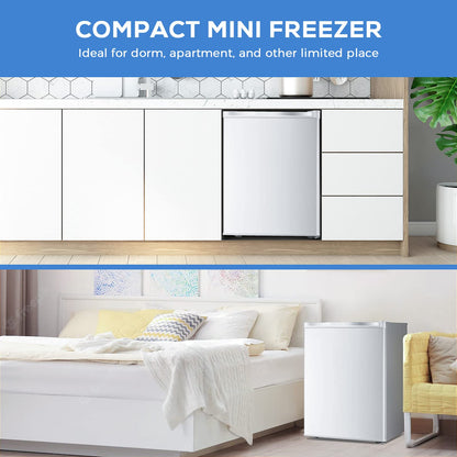 Congelador vertical Kismile, minicongelador de 3.0 pies cúbicos con puerta reversible simple 