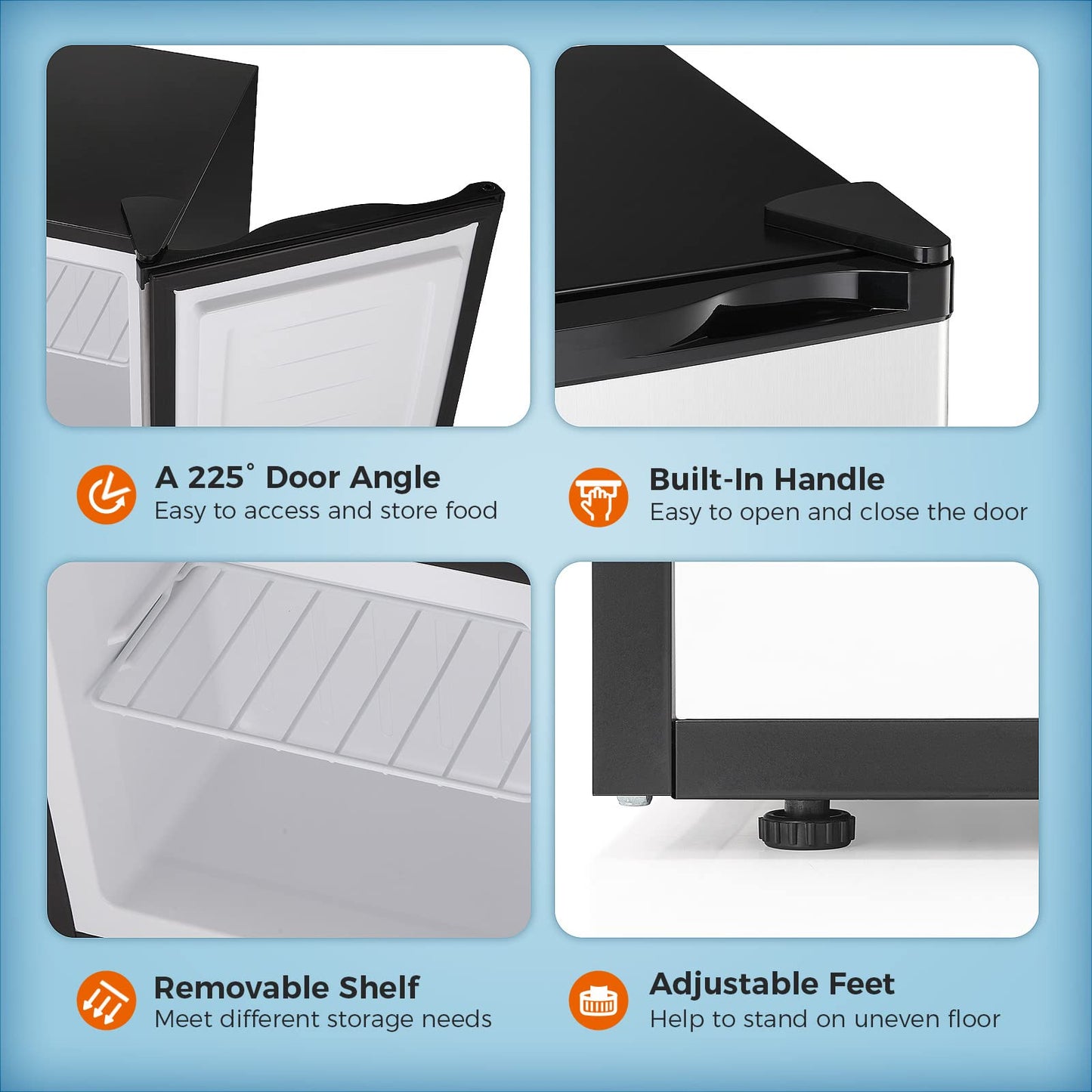 Congelador vertical Kismile, minicongelador de 3.0 pies cúbicos con puerta reversible simple 