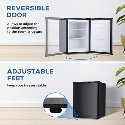 Congelador vertical Kismile, minicongelador de 3.0 pies cúbicos con puerta reversible simple 