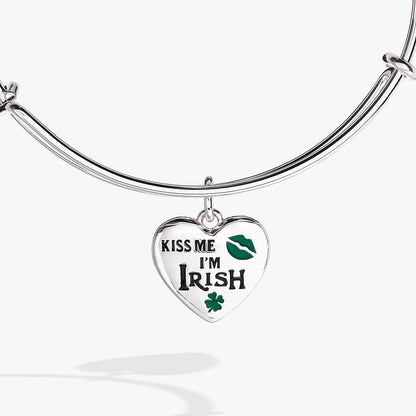 Kiss Me I'm Irish Charm Bangle for St Patrick Day