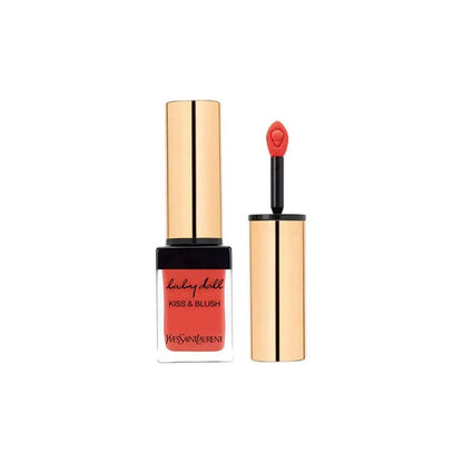 YSL Baby Doll Kiss & Blush Rouge lip and cheek stain in coral red with gold cap on Tampa Home & Garden Store