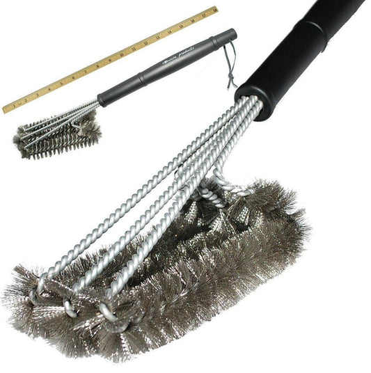 Stevvex grill brush and scraper kit with stainless steel wire bristles for all grill grates on Tampa Home & Garden Store
