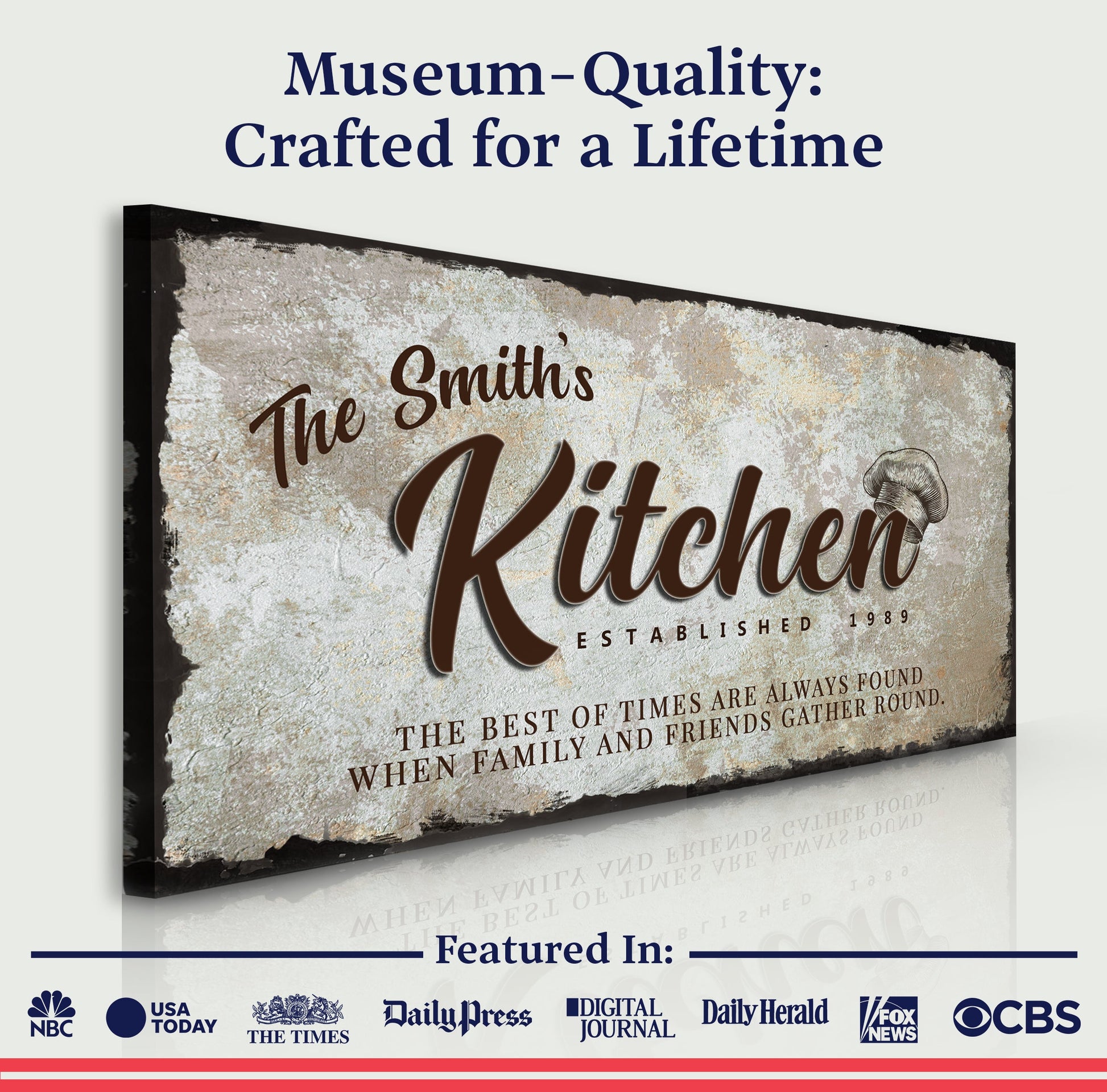 Tailored Canvases Family Kitchen Sign III canvas with rustic parchment texture script Kitchen on Tampa Home & Garden Store