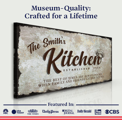 Tailored Canvases Family Kitchen Sign III canvas with rustic parchment texture script Kitchen on Tampa Home & Garden Store
