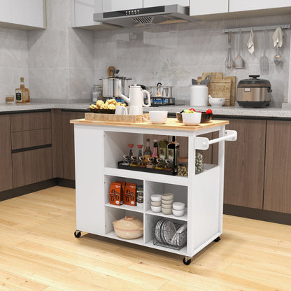 Carro de cocina con ruedas, estantes abiertos y cajón - Blanco