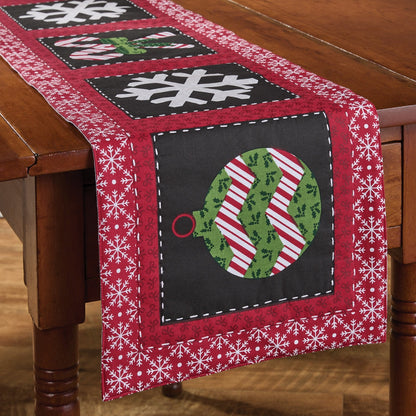 Chemin de table matelassé à motifs de cannes de Noël et de flocons de neige, 137 cm (54 pouces)