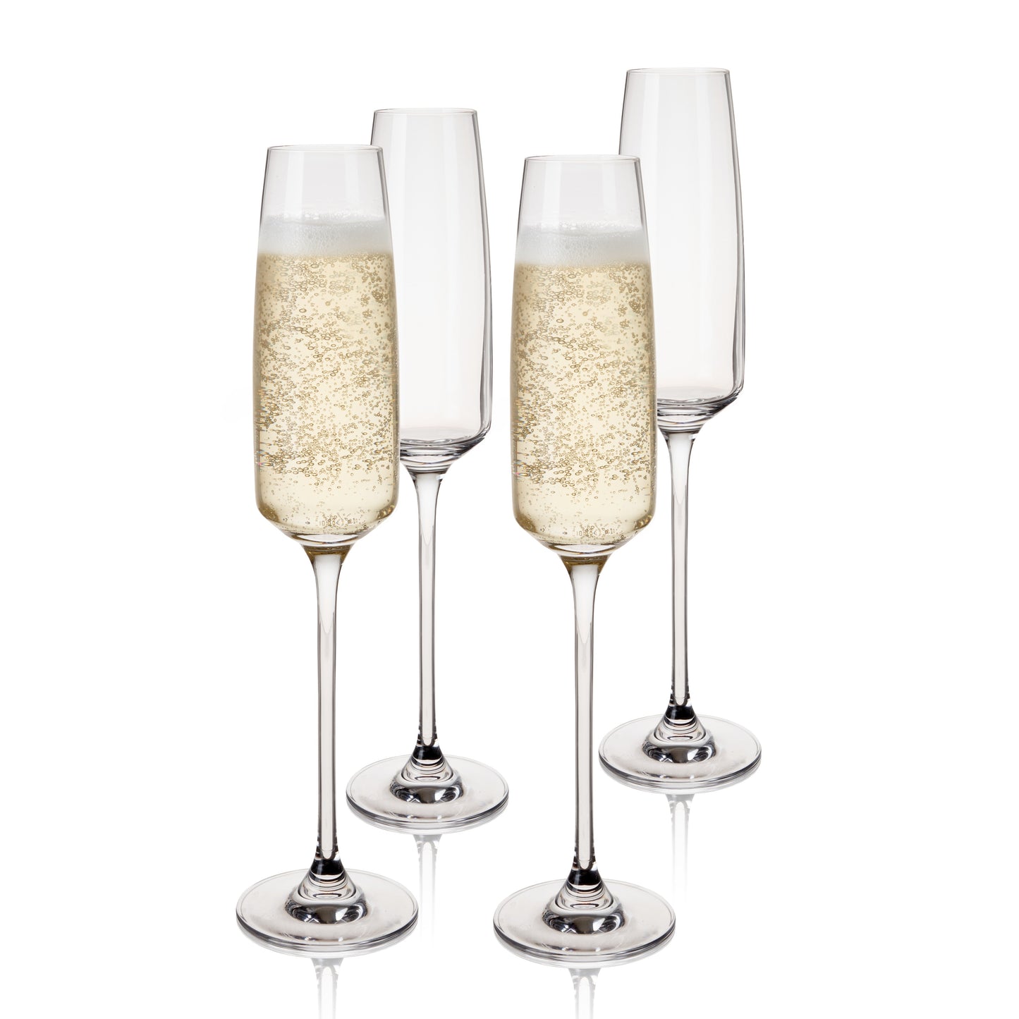 Set of Four Crystal Sparkling Wine Glasses