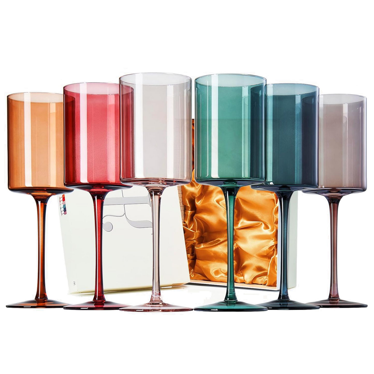 Tonal Square Stemmed Wine Glasses Set of Six
