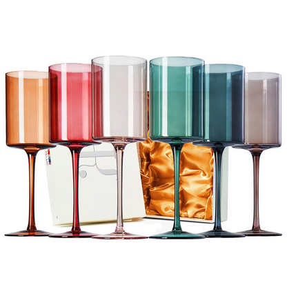 Tonal Square Stemmed Wine Glasses Set of Six