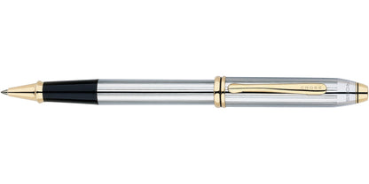 Townsend Medalist Rollerball Pen by Cross, silver striped barrel with gold-tone trim and clip on Tampa Home & Garden Store