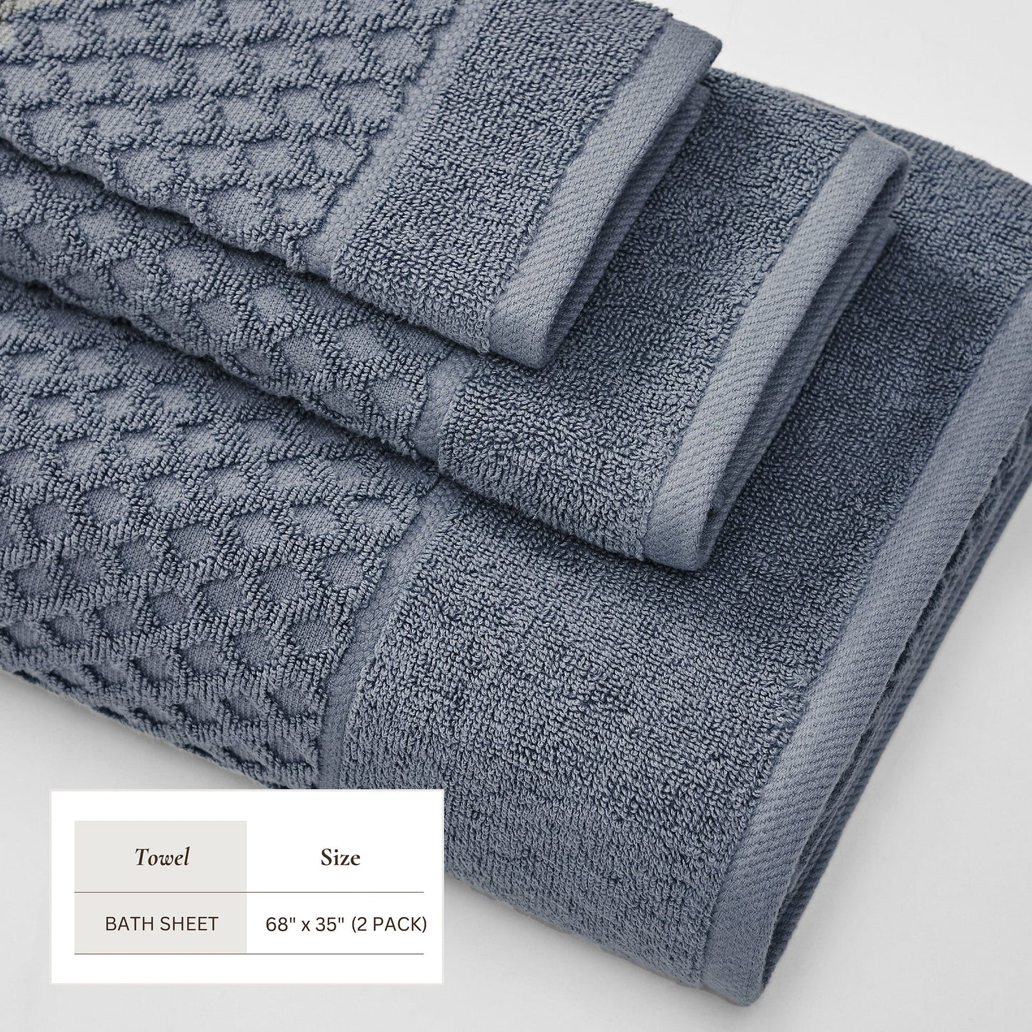 Cotton Diamond Waffle Weave Bath Towel Set