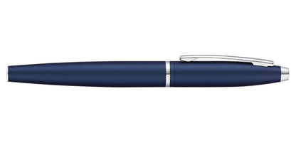 Calais Matte Metallic Midnight Blue Rollerball Pen by A.T. Cross navy body with silver clip on Tampa Home & Garden Store