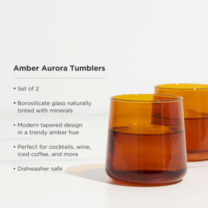 Amber Glass Cocktail Tumblers And Wine Glasses