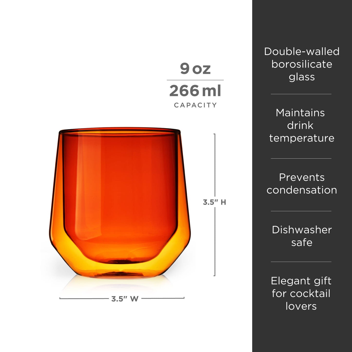 Amber Double Walled Glass Tumblers Set of Two