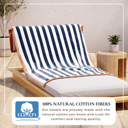 Cabana Cotton Beach Towel and Striped Border
