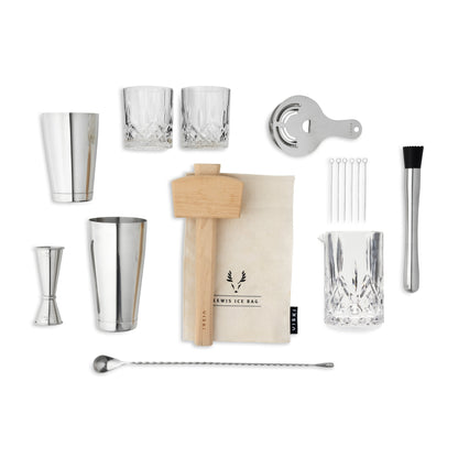 17 Piece Stainless Steel Barware Set and Tools