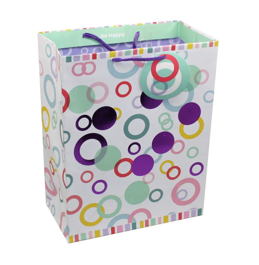 Pastel Circles Gift Bag with purple rope handles by The Country Christmas Loft on Tampa Home & Garden Store