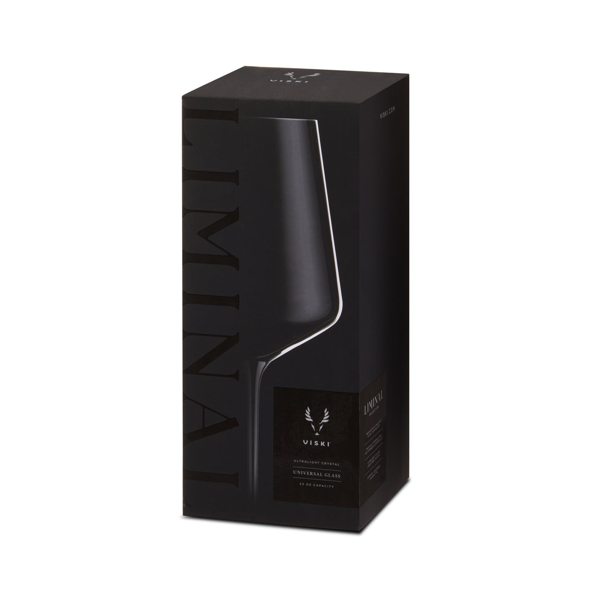 Liminal Universal Wine Glass box by Viski, black packaging with sleek glass silhouette on Tampa Home & Garden Store
