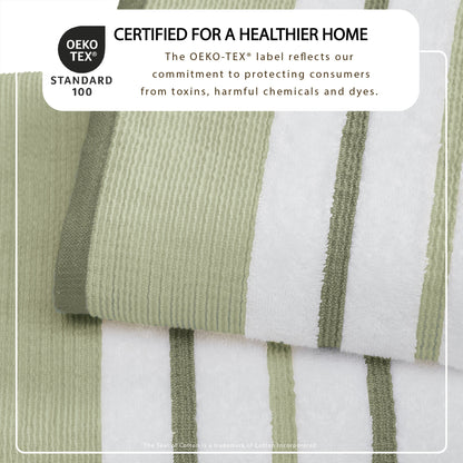 Soft Cotton Bath Towel Set and Stripe Detail