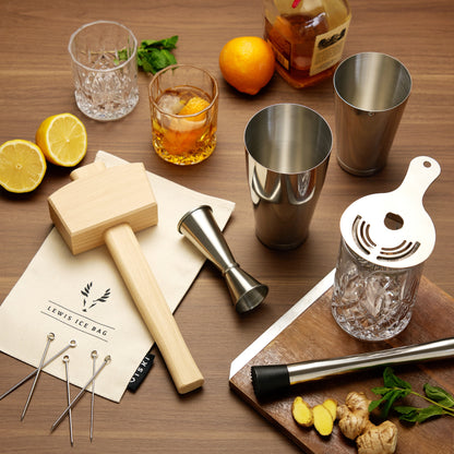 17 Piece Stainless Steel Barware Set and Tools