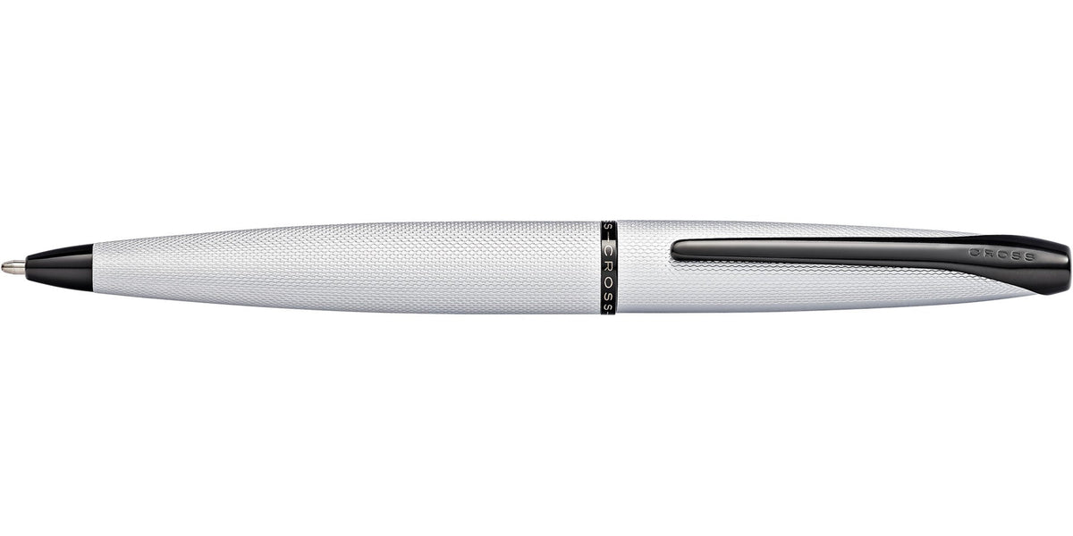 ATX brushed chrome ballpoint pen with knurled silver barrel and CROSS branding black clip on Tampa Home & Garden Store