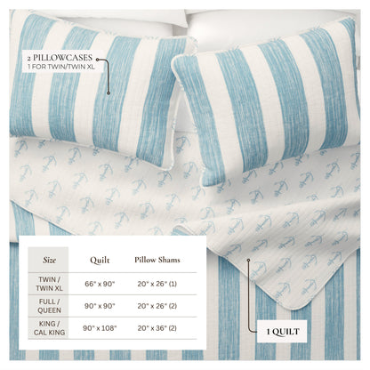 Casco Bay Coastal Quilt in Taupe and Blue