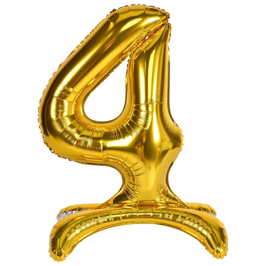 Self Standing 26 Inch Gold Number 4 Foil Balloon with Base on Tampa Home & Garden Store