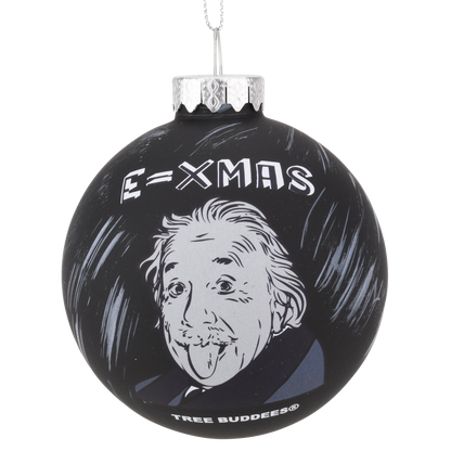 E=Xmas Albert Einstein Glass Christmas Ornament