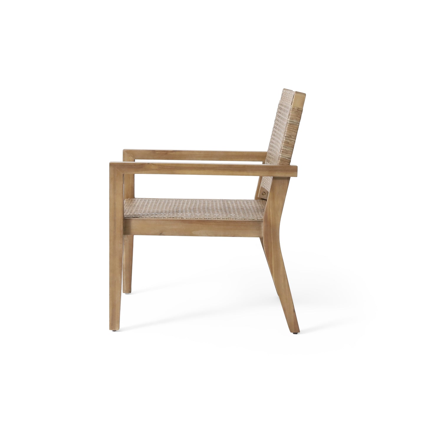 Outdoor Wicker and Acacia Wood Club Chairs