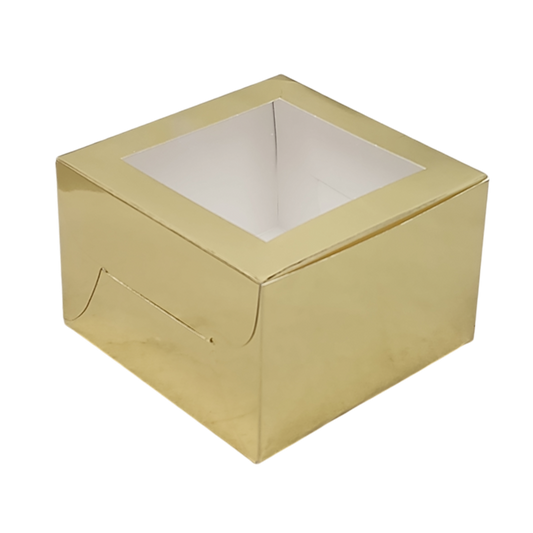 Square cookie box two-pack gold with window for gifting treats on Tampa Home & Garden Store